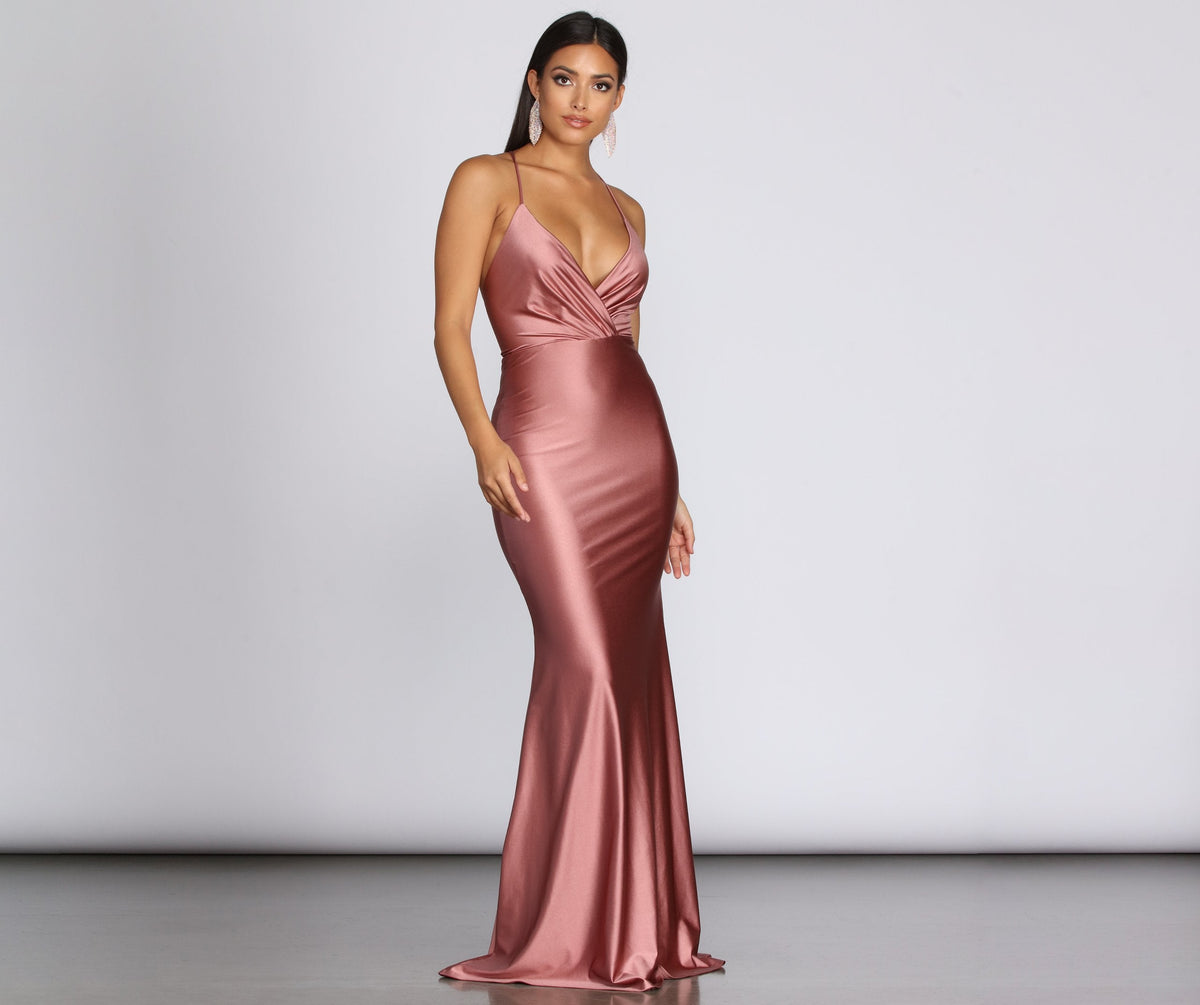Jerry Cross Back Draped Gown - Lady Occasions