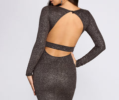 Neann Open Back Glitter Dress - Lady Occasions