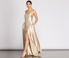 Kaia Satin A-Line Dress - Lady Occasions