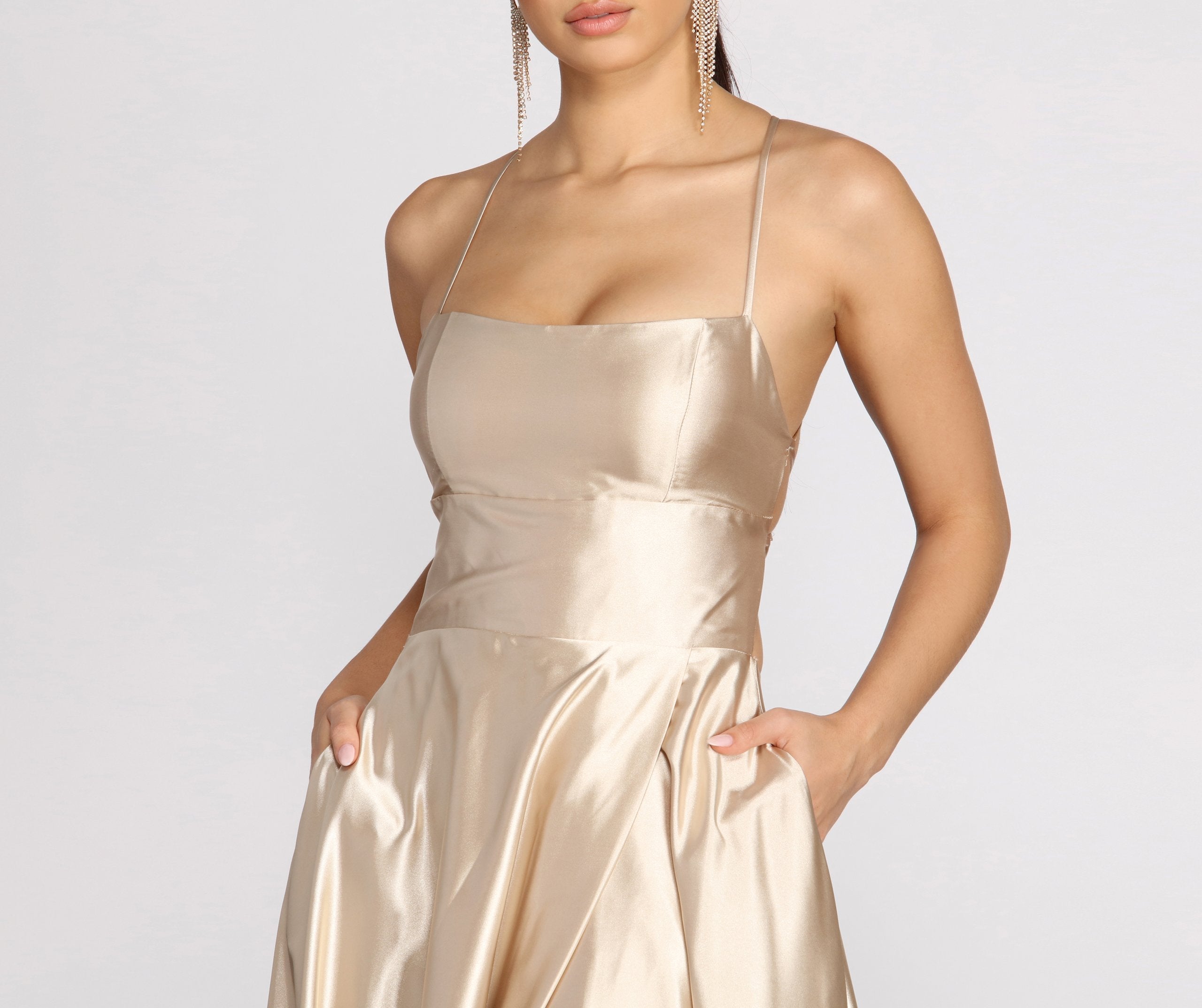 Kaia Satin A-Line Dress - Lady Occasions