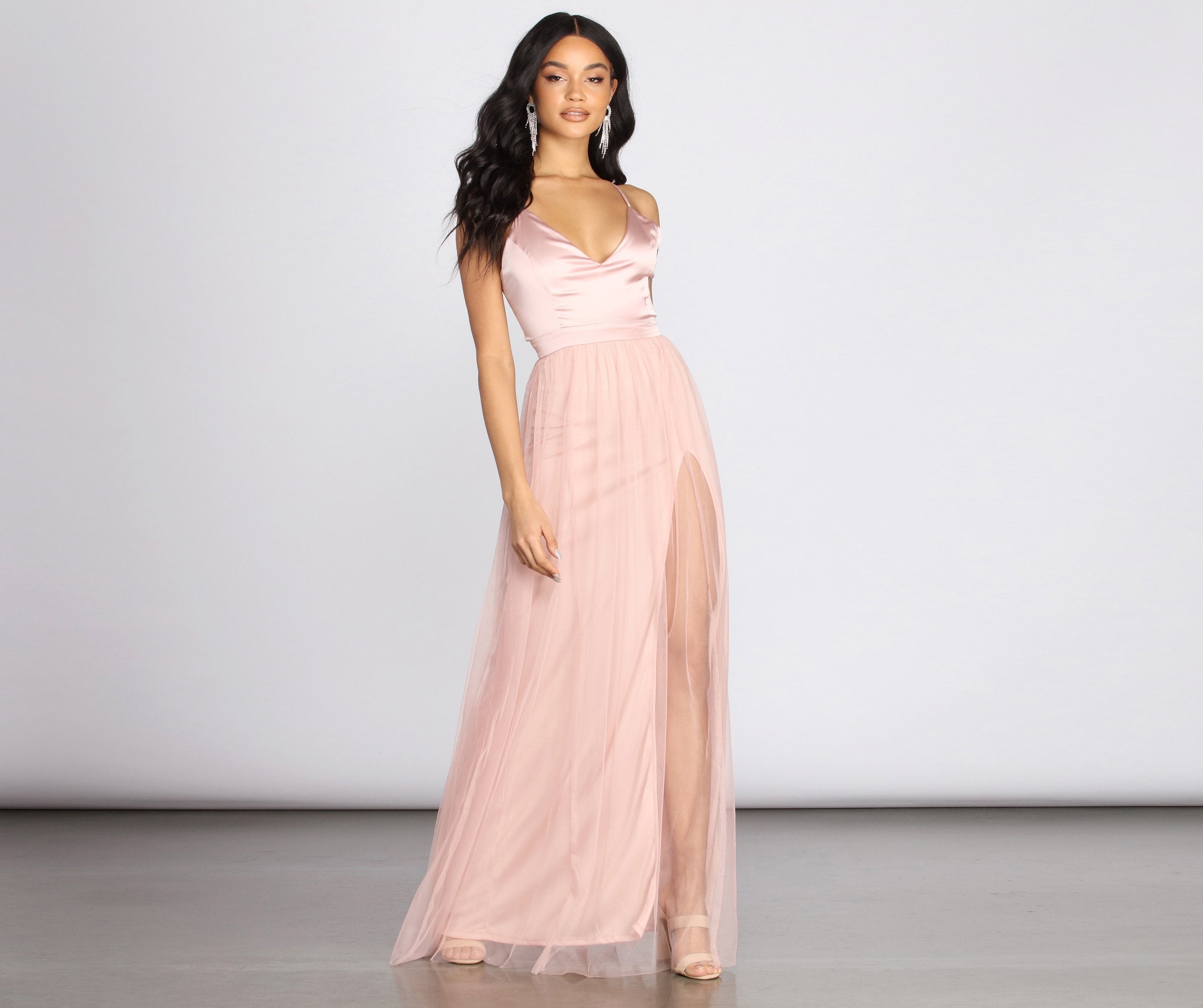 Haisley Formal Tulle And Satin Dress - Lady Occasions