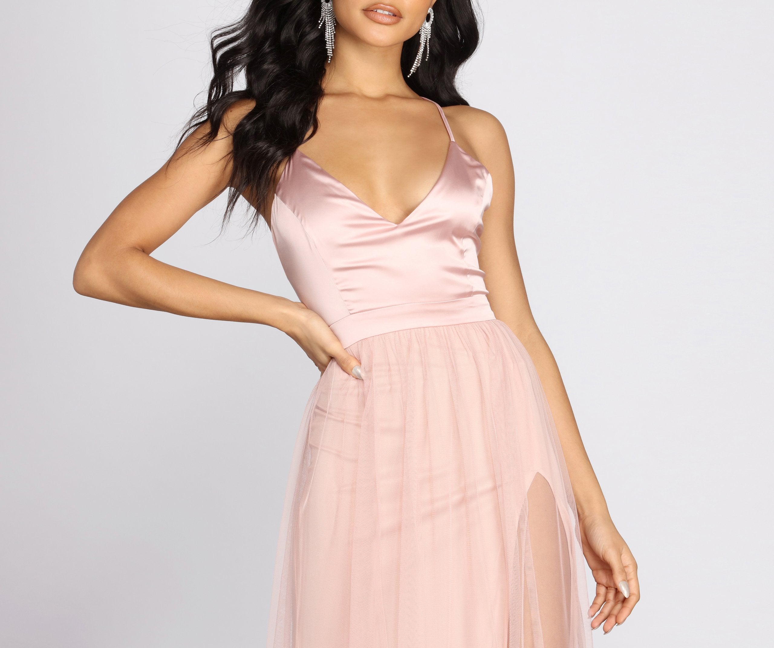 Haisley Formal Tulle And Satin Dress - Lady Occasions
