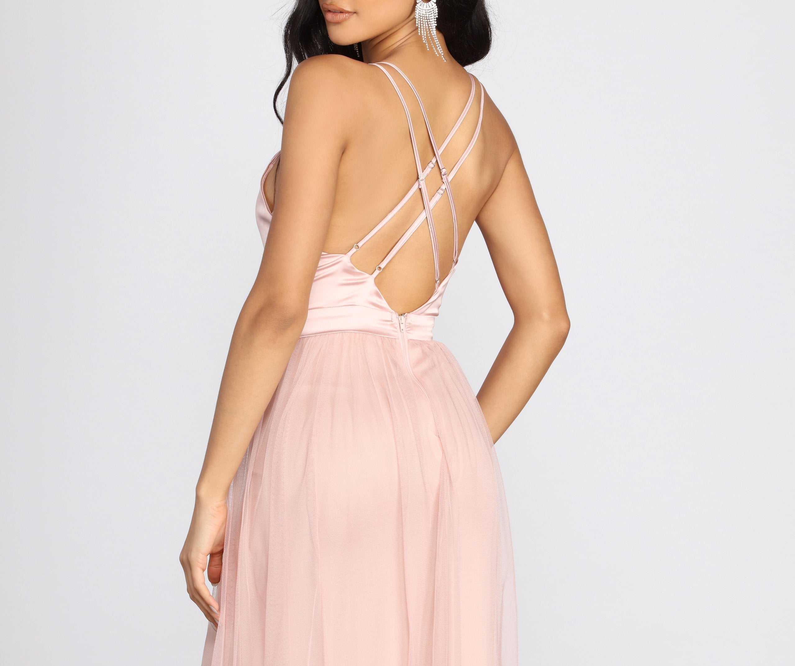 Haisley Formal Tulle And Satin Dress - Lady Occasions