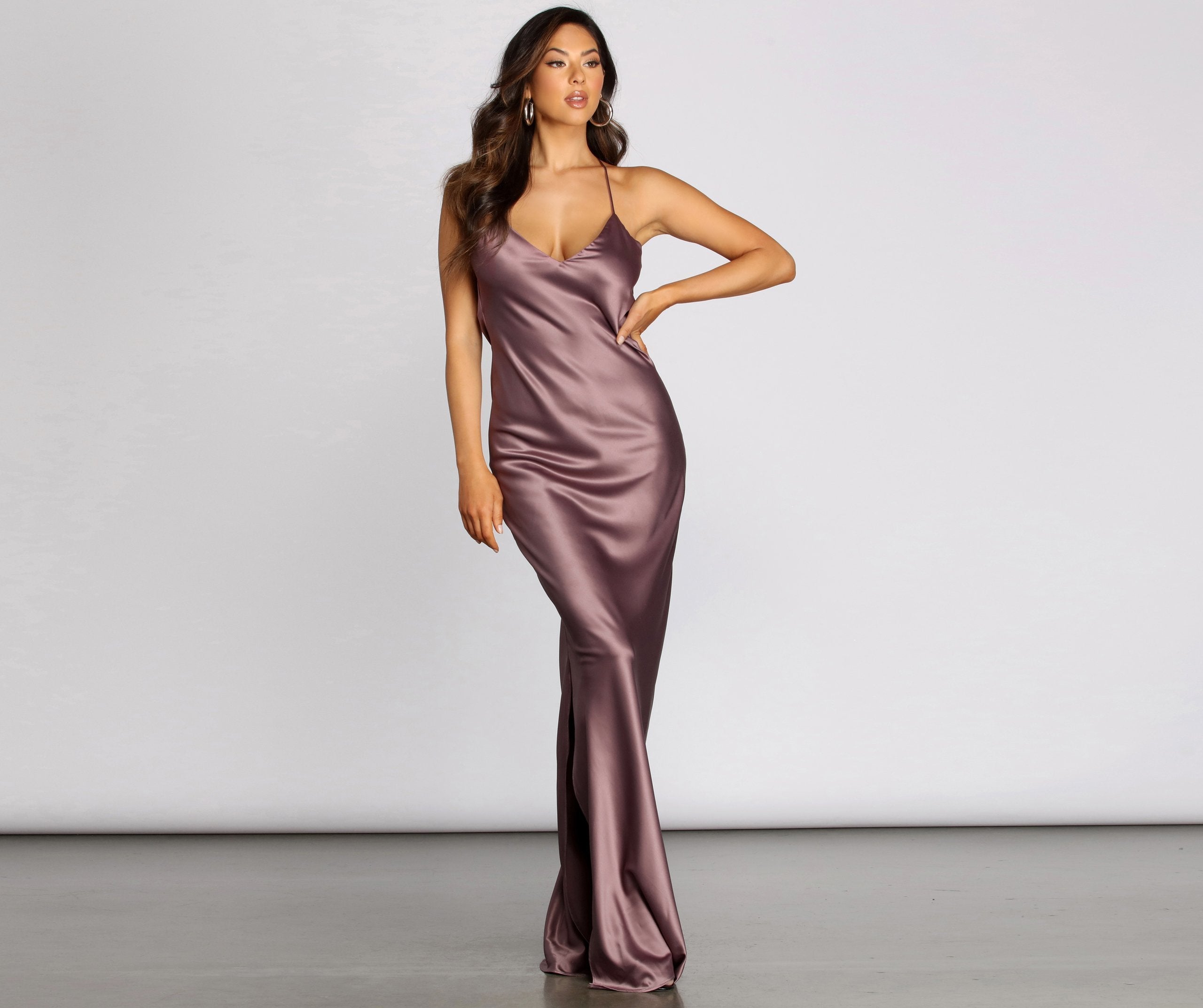 Chantel Cowl Back Satin Dress - Lady Occasions