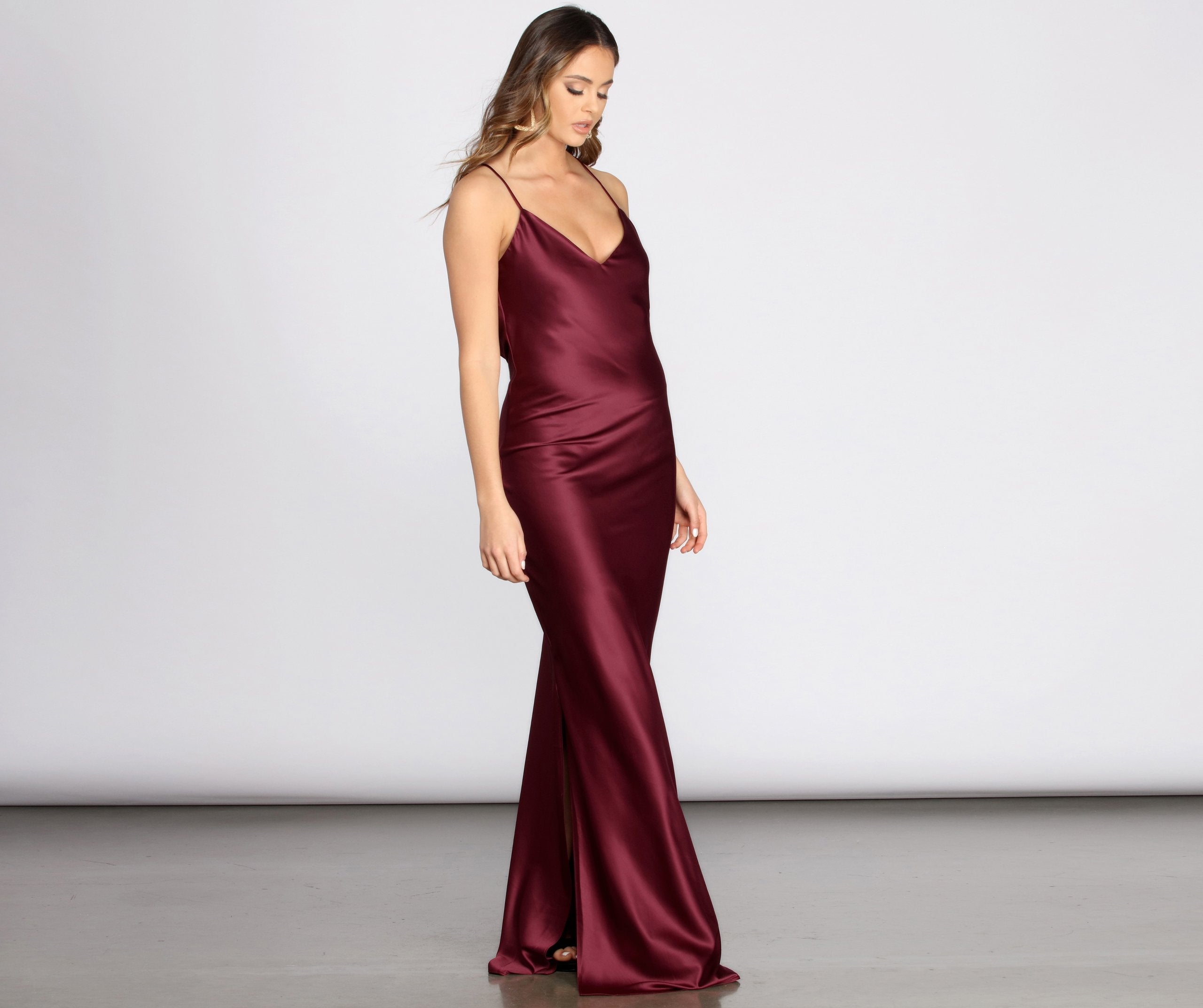 Chantel Cowl Back Satin Dress - Lady Occasions