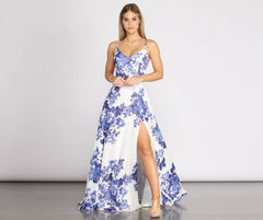 Kiana Floral Chiffon A-Line Dress - Lady Occasions