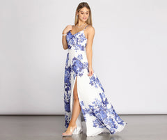 Kiana Floral Chiffon A-Line Dress - Lady Occasions