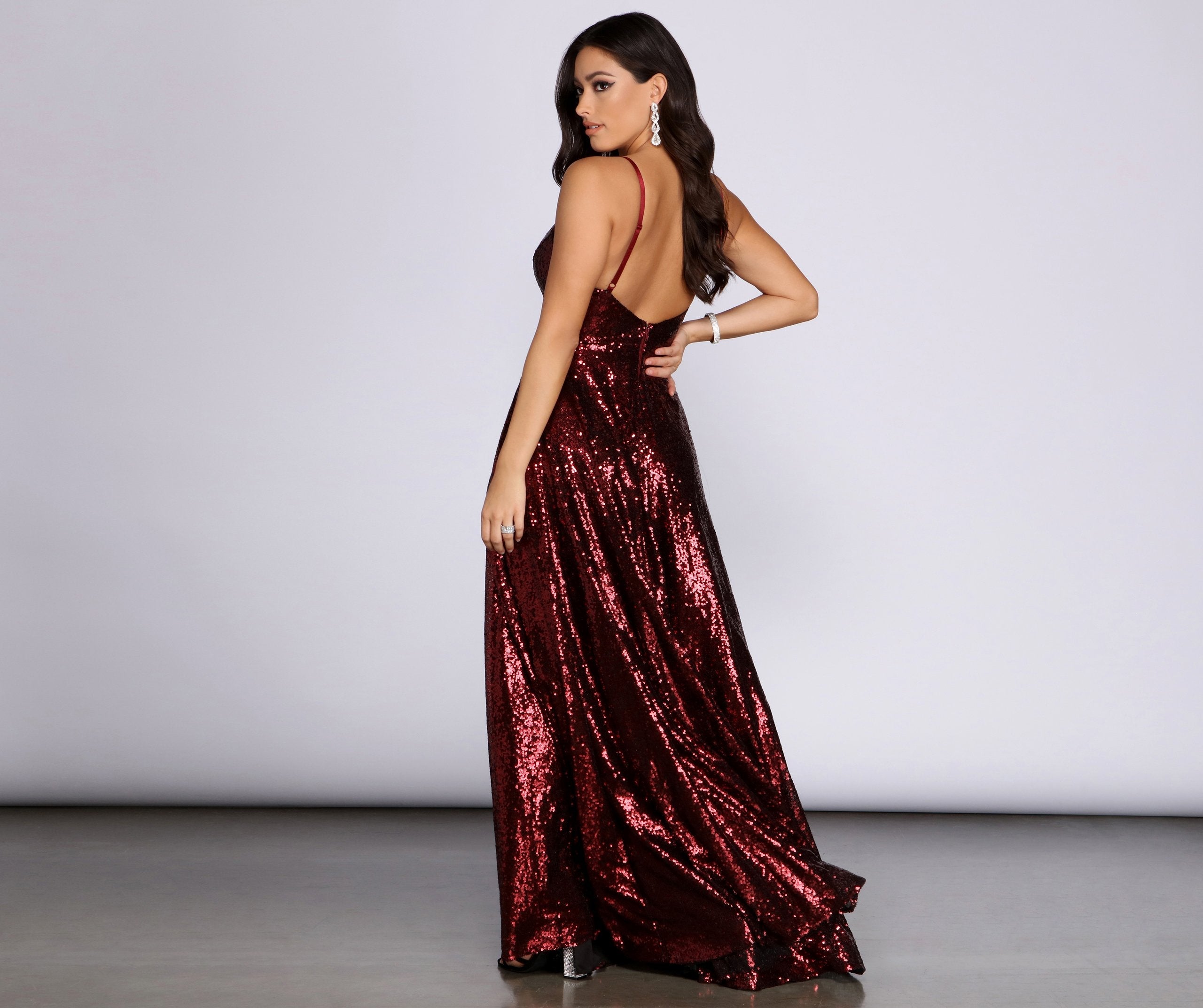 Elaina Overlap Sequin A-Line Dress - Lady Occasions