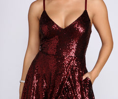 Elaina Overlap Sequin A-Line Dress - Lady Occasions