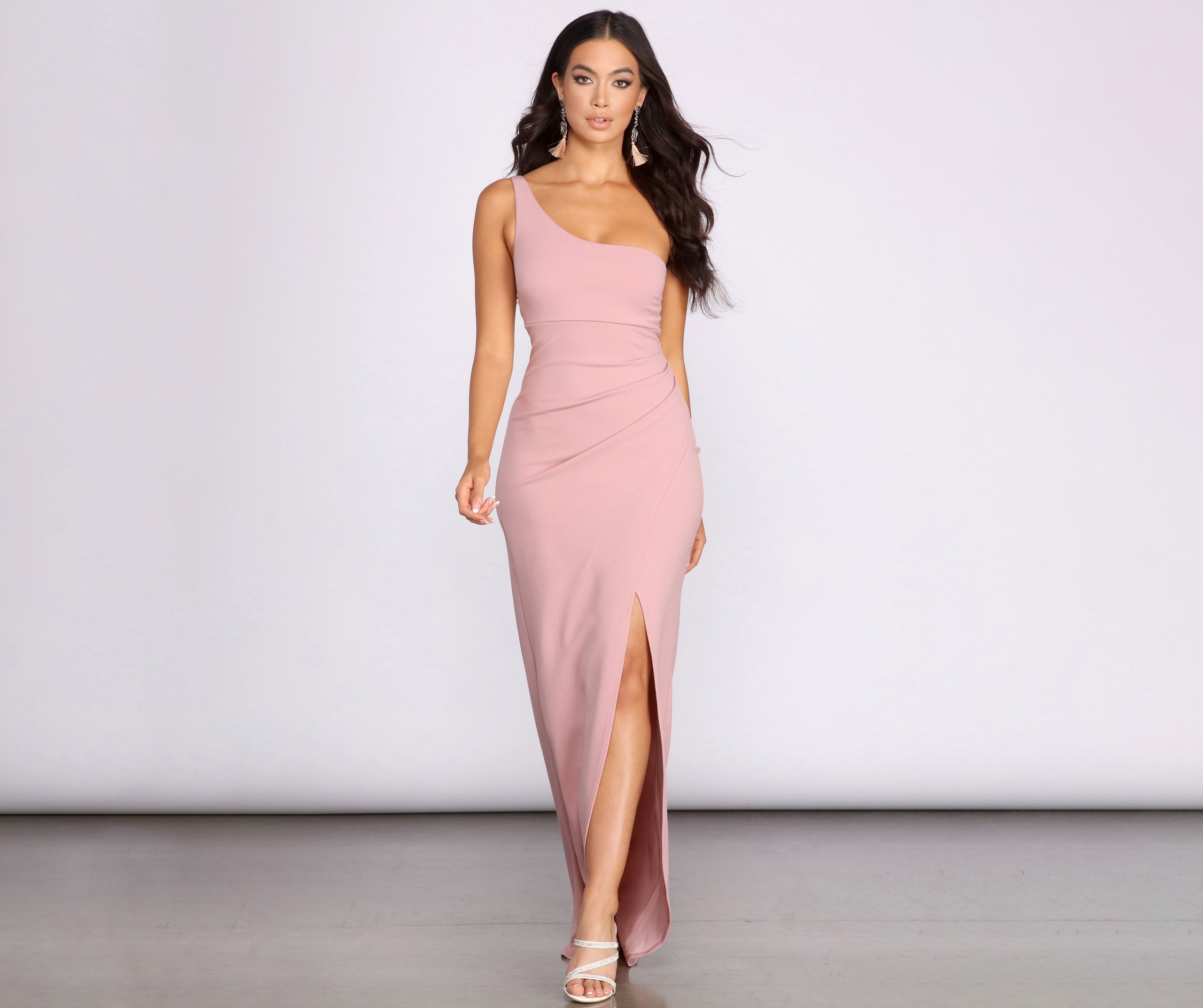 Iris One Shoulder Crepe Dress - Lady Occasions