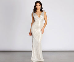 Diane Sequin Drape Back Formal Dress - Lady Occasions