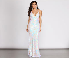 Deonne Iridescent Sequin Cross Back Dress - Lady Occasions