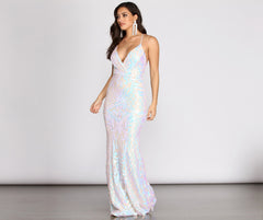 Deonne Iridescent Sequin Cross Back Dress - Lady Occasions