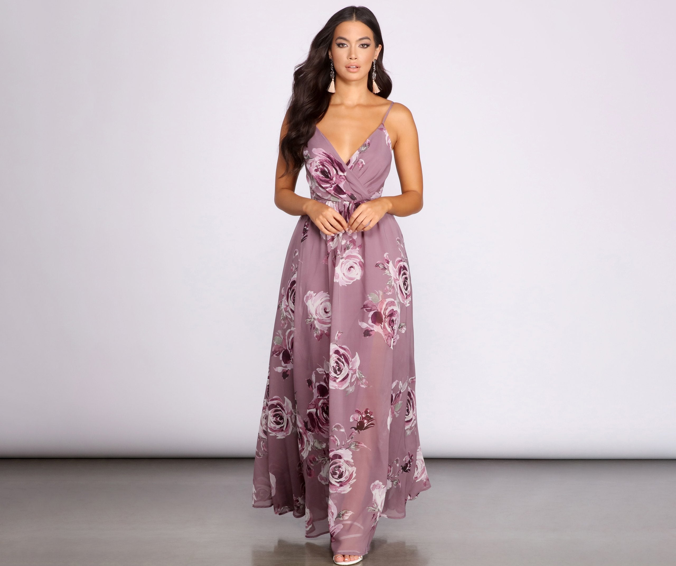 Hila Floral Chiffon A-Line Dress - Lady Occasions