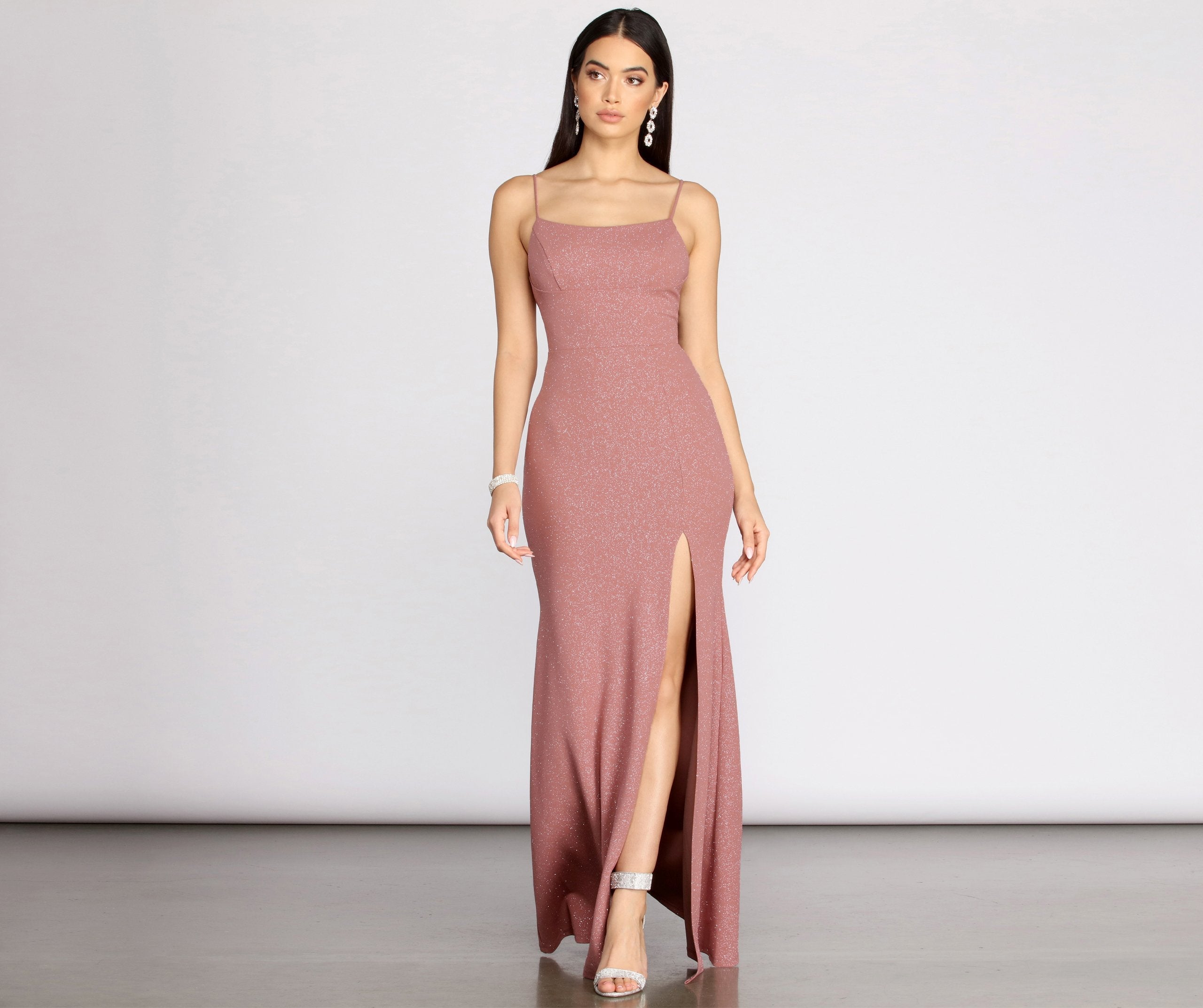 Aracely Glitter Crepe Mermaid Dress - Lady Occasions