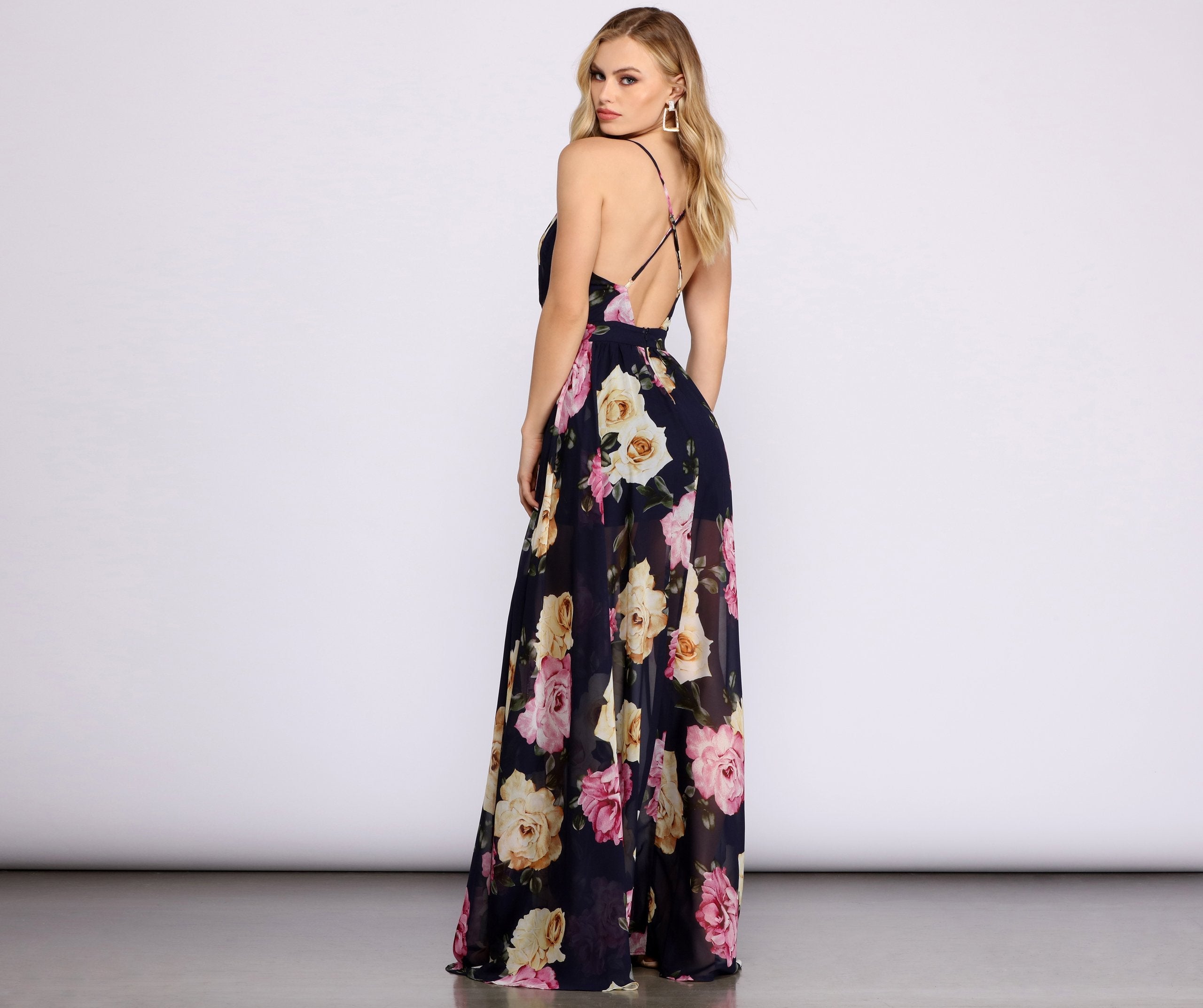 Malie Formal Floral Chiffon Dress - Lady Occasions