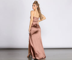 Ksenia Cowl Neck Satin Dress - Lady Occasions