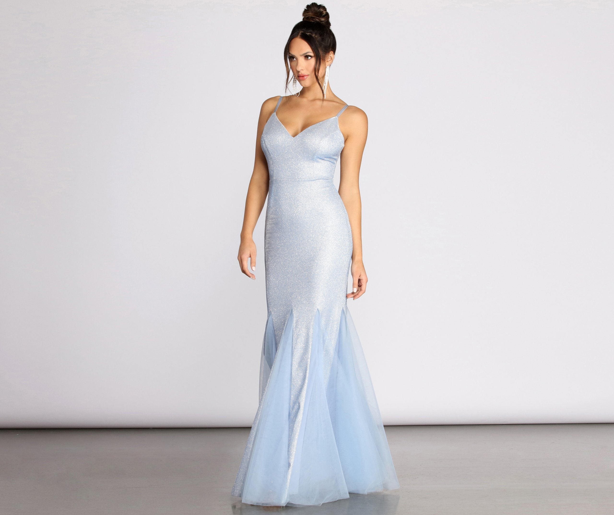 Ciara Glitter Tulle Mermaid Dress - Lady Occasions