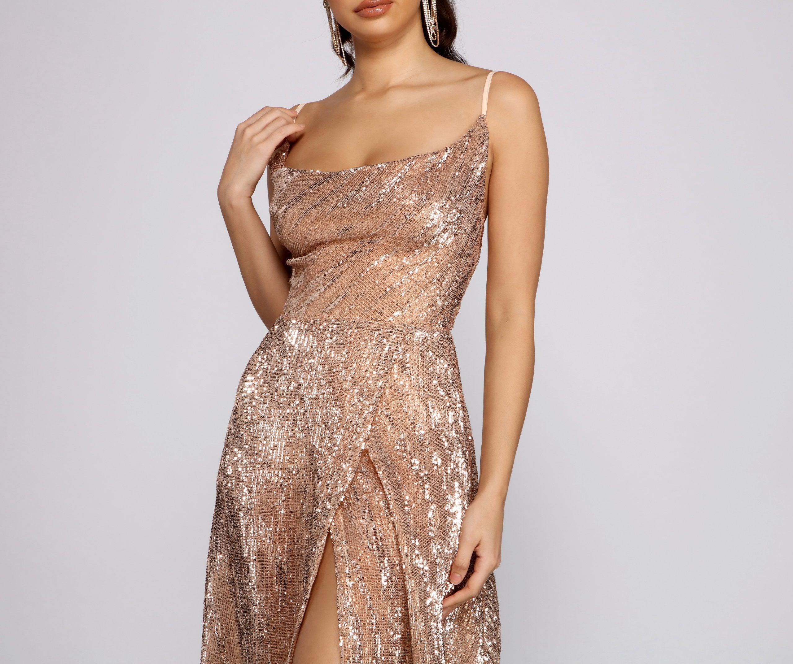 Blair Sequin Wrap Front Formal Dress - Lady Occasions