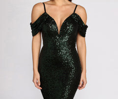 Jillian Deep V Sequin Dress - Lady Occasions