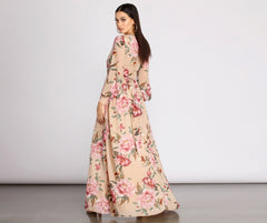 Caralisa Floral Chiffon High Slit Dress - Lady Occasions