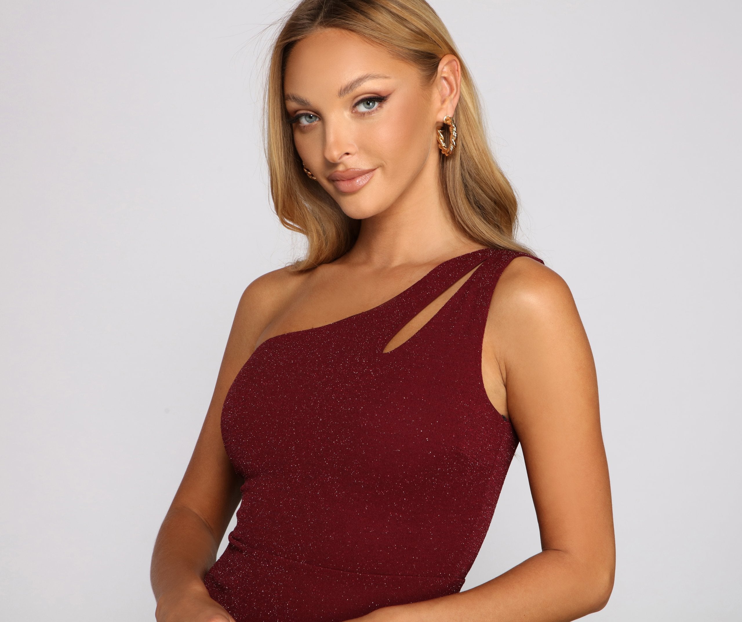 Gianna Metallic One Shoulder Dress - Lady Occasions