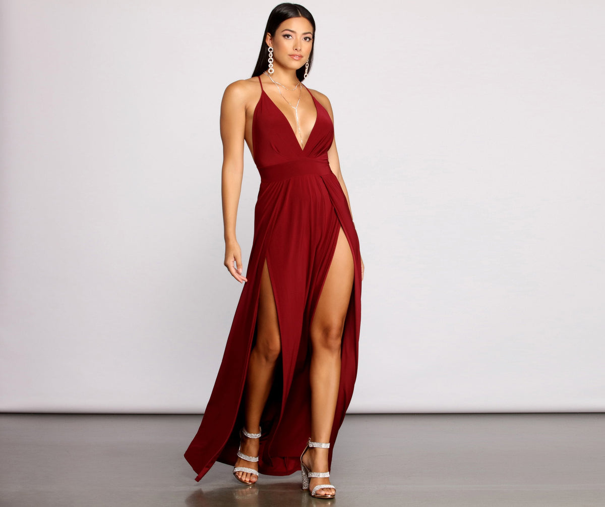 Brie Double Slit A-Line Formal Dress - Lady Occasions