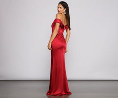 Grecia Formal High Slit Satin Dress - Lady Occasions