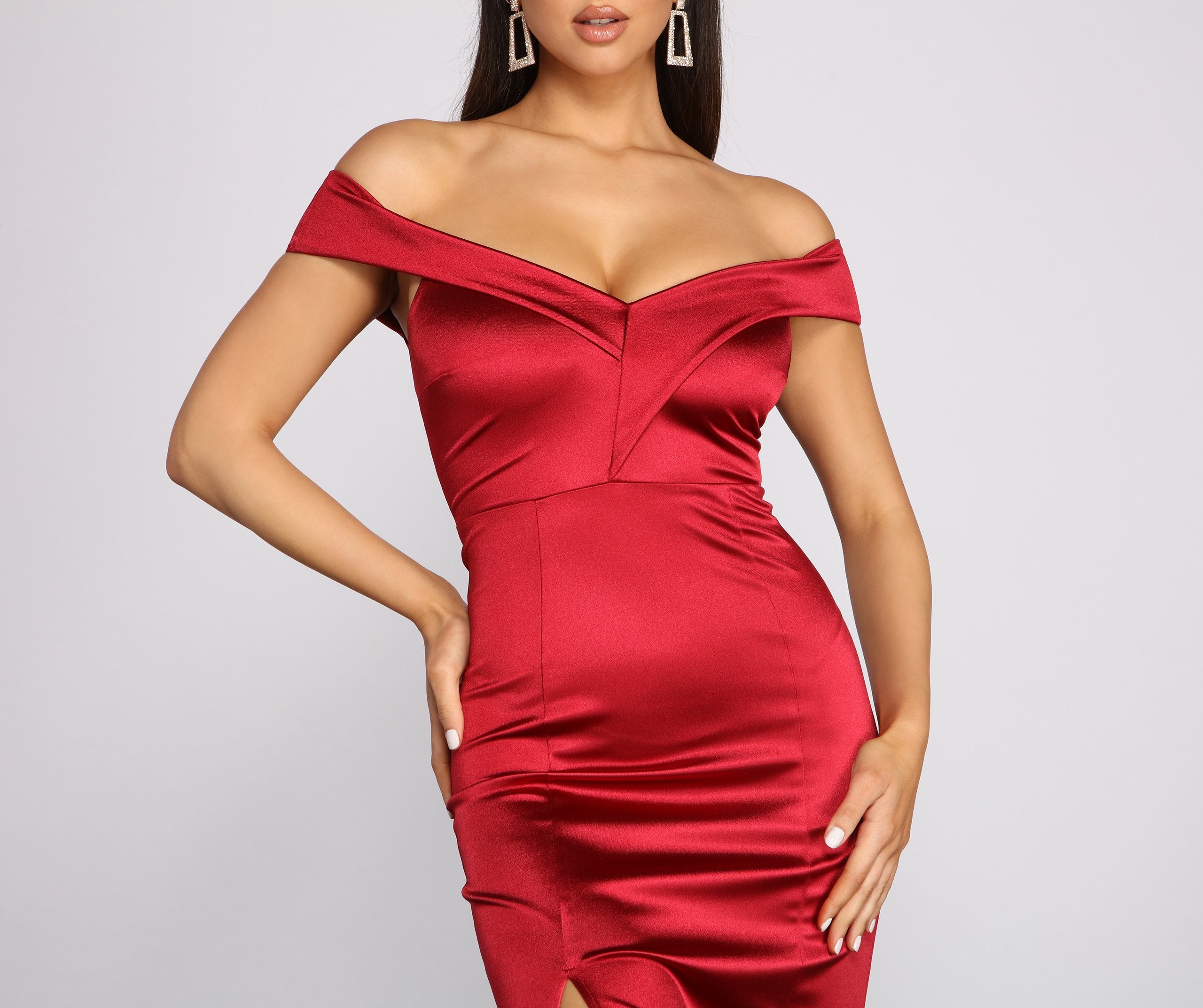 Grecia Formal High Slit Satin Dress - Lady Occasions