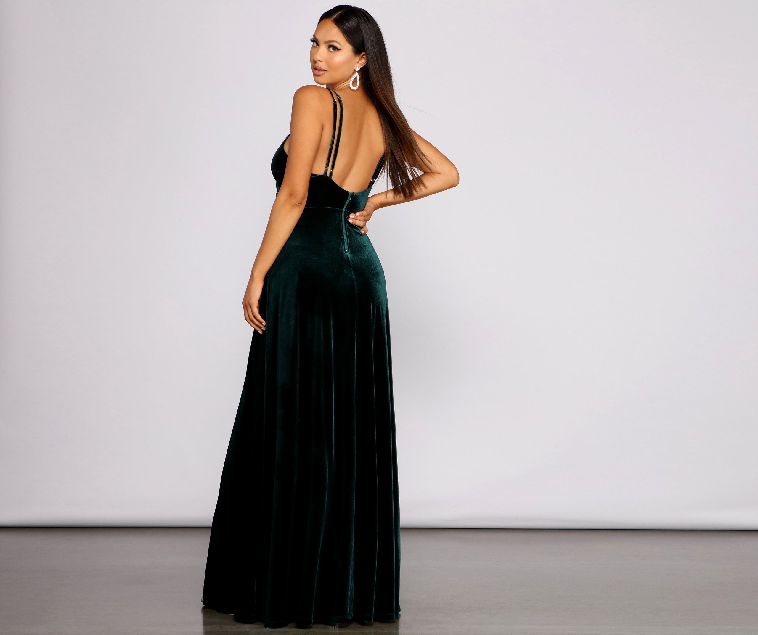 Jen Formal A-Line Velvet Dress - Lady Occasions
