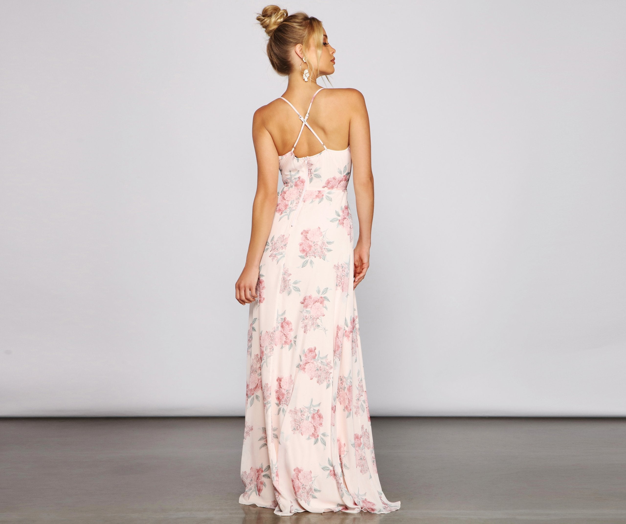 Anna Floral Chiffon A-Line Dress - Lady Occasions