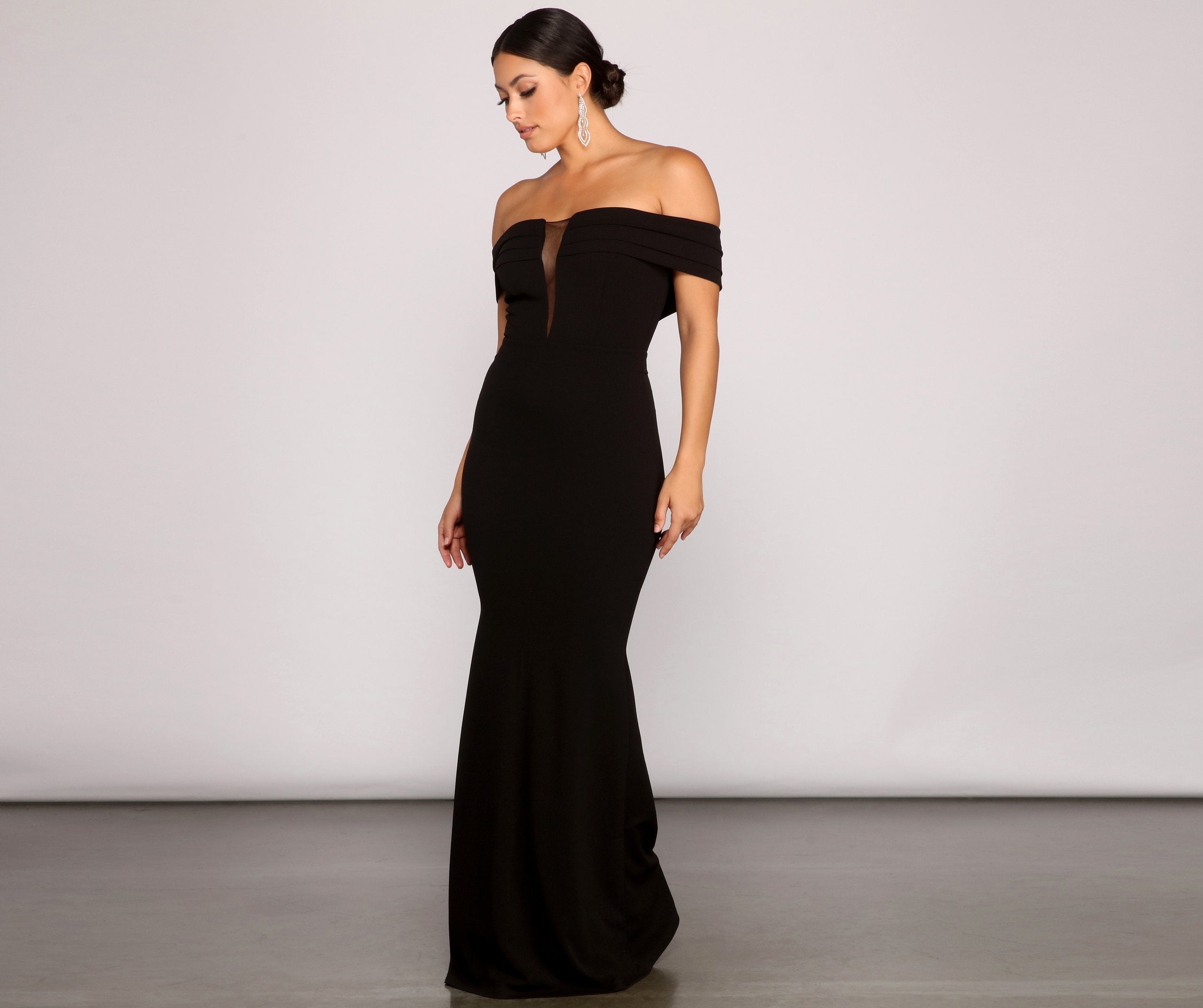 Olivia Formal Off The Shoulder Crepe Dress - Lady Occasions