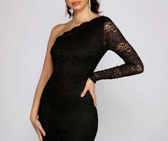 Brea Formal Lace One Shoulder Dress - Lady Occasions