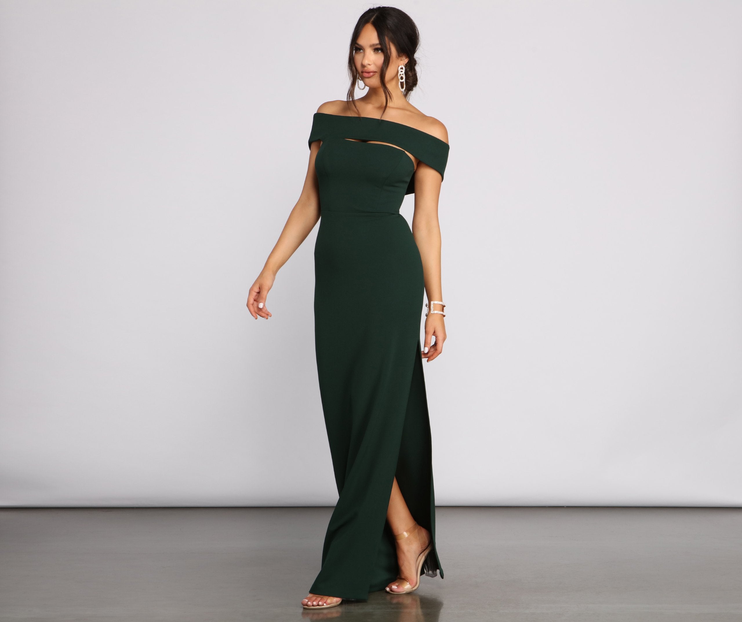 Rylee Formal Off the Shoulder Crepe Dress - Lady Occasions