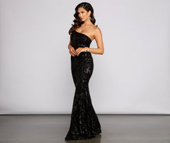 Meredith One-Shoulder Sequin Formal Dress - Lady Occasions