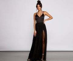 Haisley Formal Tulle And Satin Dress - Lady Occasions