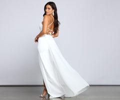 Jacklyn Crepe And Chiffon High Slit Formal Dress - Lady Occasions