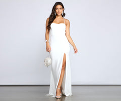 Jacklyn Crepe And Chiffon High Slit Formal Dress - Lady Occasions