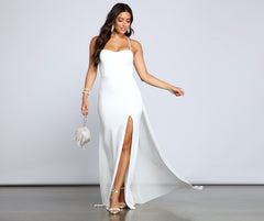 Jacklyn Crepe And Chiffon High Slit Formal Dress - Lady Occasions