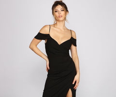 Eva Off-The-Shoulder Wrap-Front Formal Dress - Lady Occasions