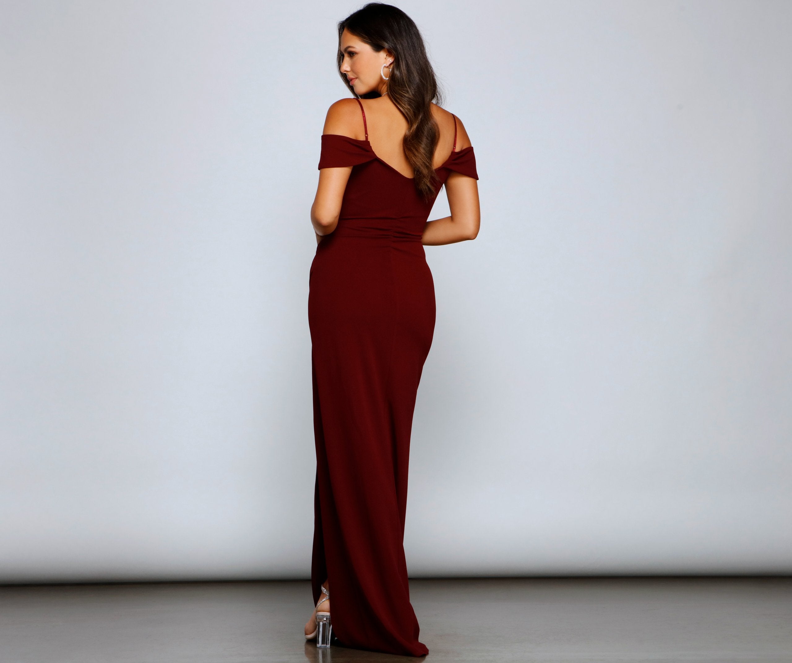 Eva Off-The-Shoulder Wrap-Front Formal Dress - Lady Occasions