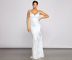 Fallon Sleeveless Sequin Mesh Formal Dress - Lady Occasions