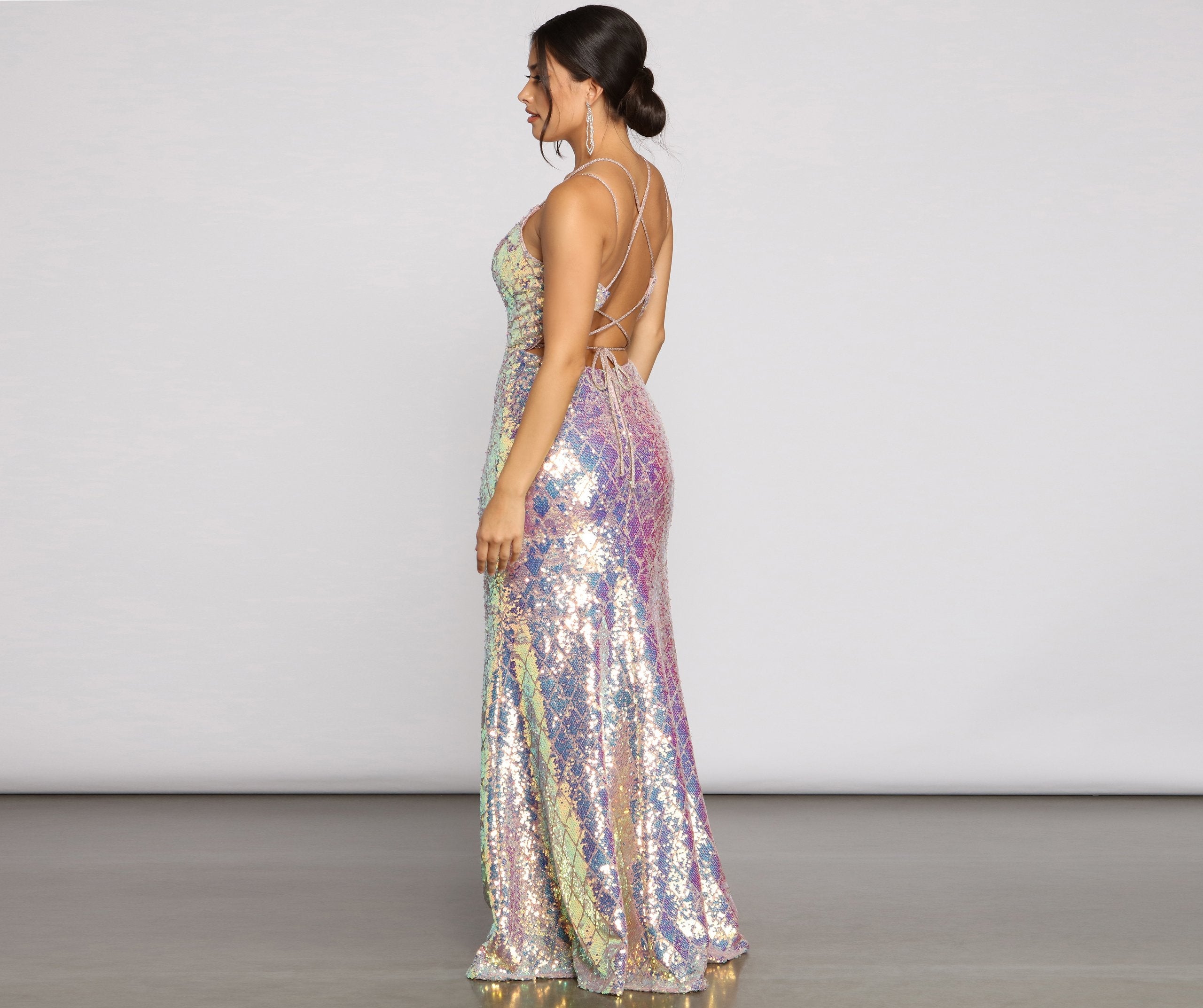 Ariel Formal Iridescent Sequin Dress - Lady Occasions