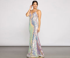 Ariel Formal Iridescent Sequin Dress - Lady Occasions