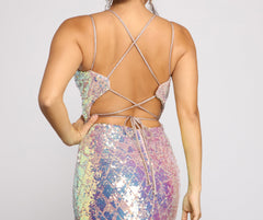 Ariel Formal Iridescent Sequin Dress - Lady Occasions