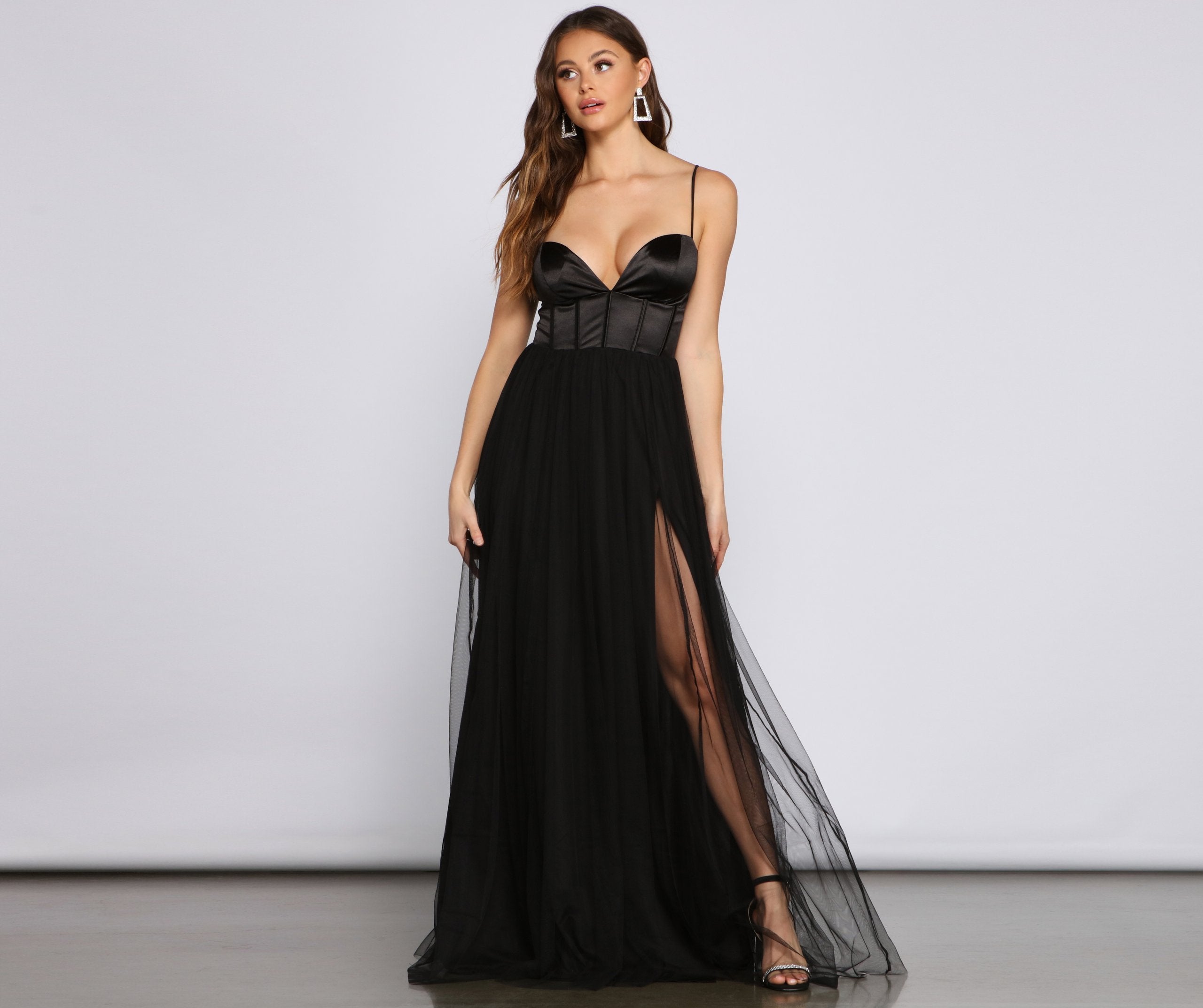 Bria Mesh Tulle Corset Gown - Lady Occasions