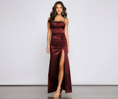 Nemi Formal High Slit Ruched Dress - Lady Occasions