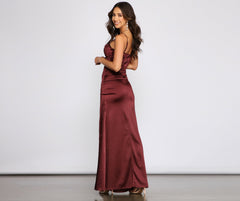 Nemi Formal High Slit Ruched Dress - Lady Occasions