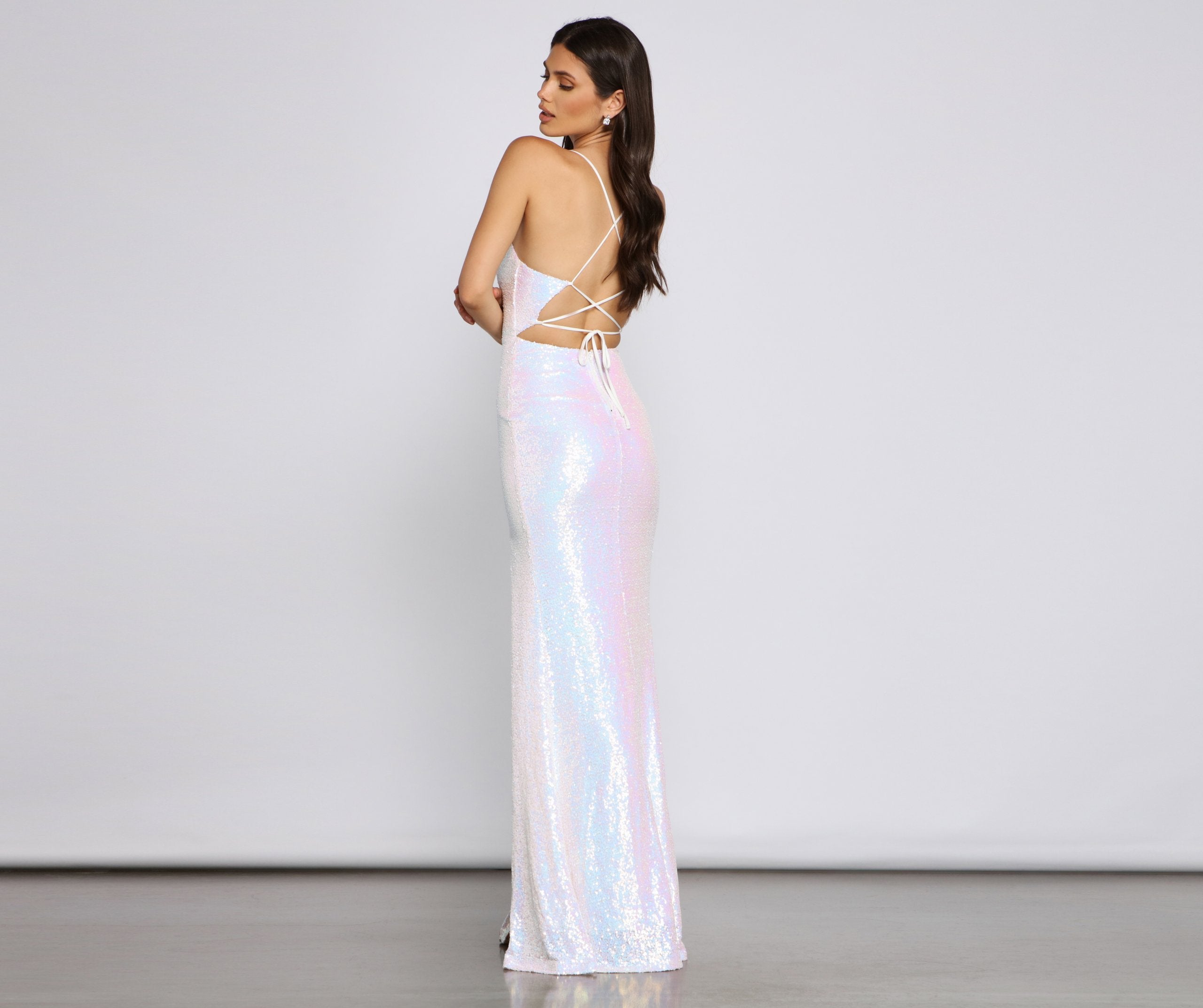 Brenna High-Slit Sequin Mermaid Dress - Lady Occasions