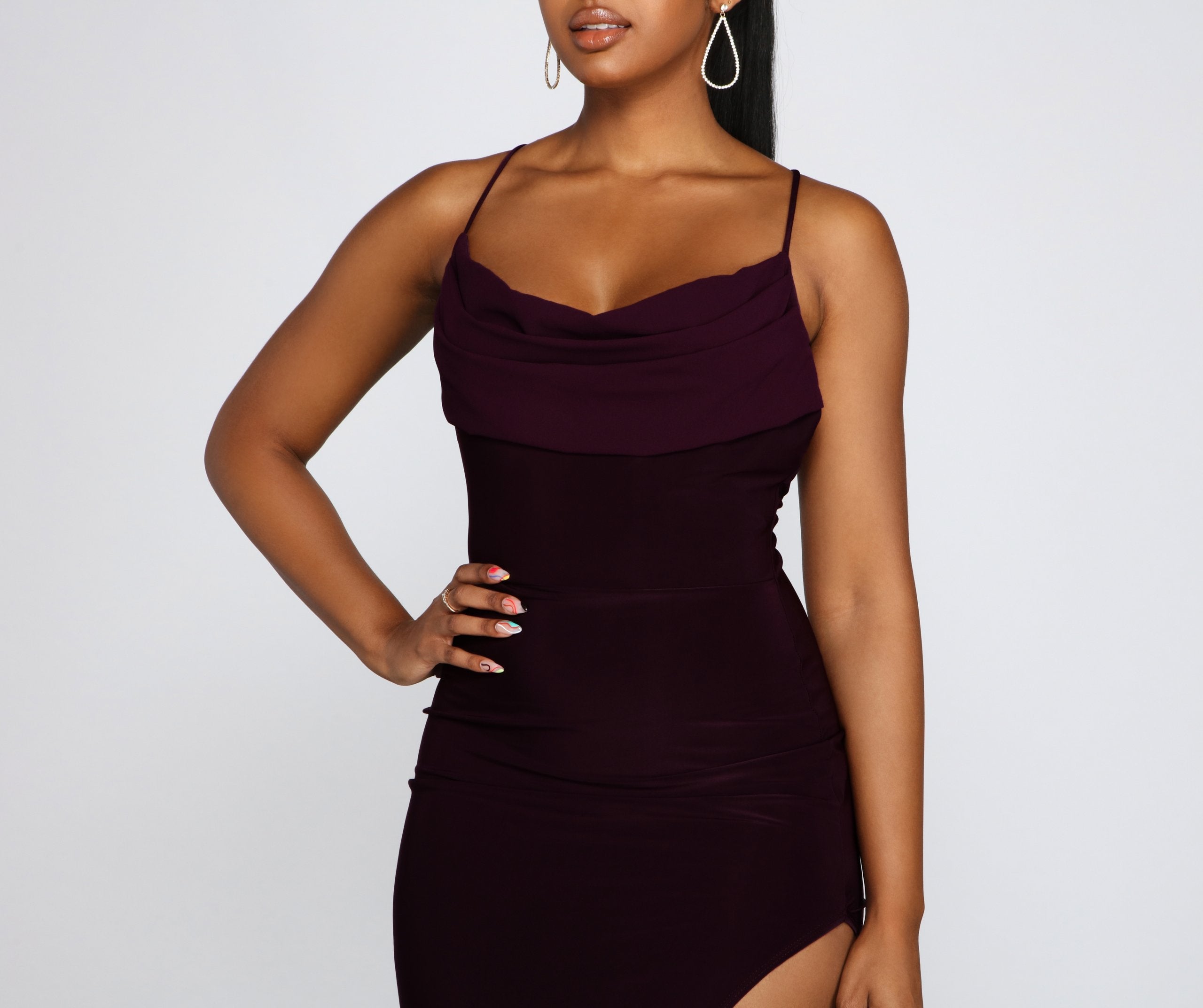 Inez Formal High Slit Ruched Dress - Lady Occasions